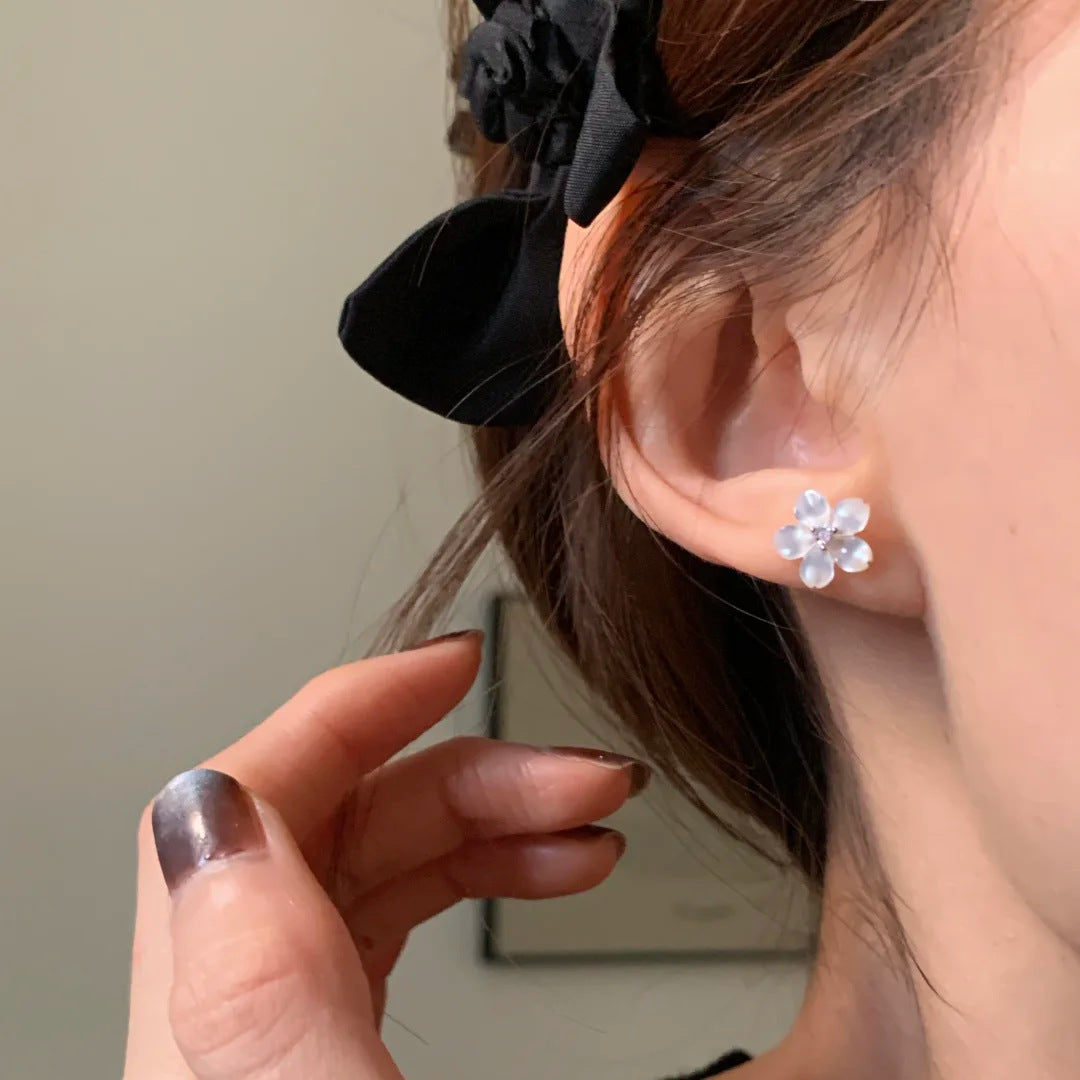 E廠【XDQ10946E】S925純銀甜美氣質貝殼花朵耳環女時尚高級感櫻花耳飾小眾百搭
 26.06-3