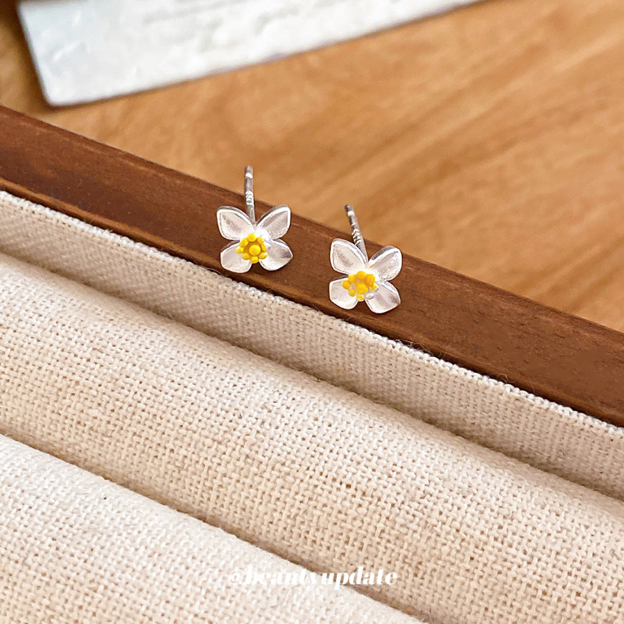 A廠【HE29222】925銀針素銀極簡梔子花耳環女ins風時尚小眾設計耳環耳飾輕奢高級感
 25.11-1