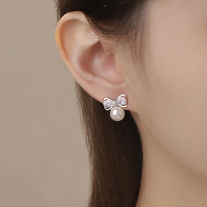 D廠【YC5008E】S999足銀甜蝴蝶結耳環女可愛日常法式復古百搭高級感耳飾 25.03-4