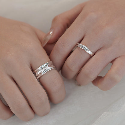 D廠【YC3772R】925純銀褶皺捲邊弧形戒指不規則開口戒冷淡風情侶對戒 25.02-2