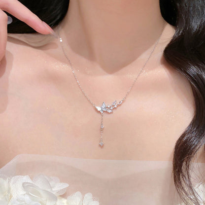 E廠【XDQ0805N】輕奢小眾S925純銀貝殼蝴蝶項鍊女高級感鋯石流蘇鎖骨鏈ins潮
 26.05-1