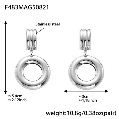 B廠【F475】跨境冷淡風不規則雙環空心耳環小眾簡約飾品鍍18k金不掉色 25.08-5