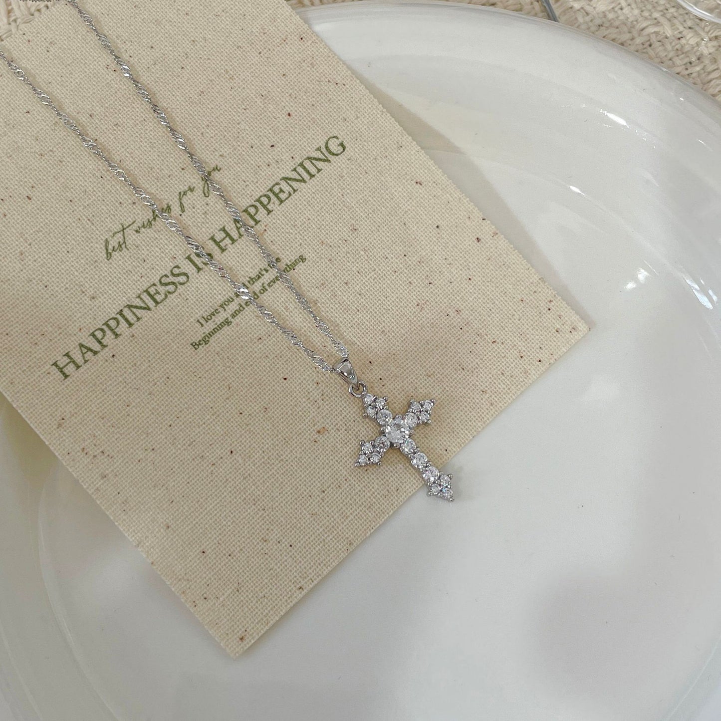 E廠【XDQ0651N】S925純銀小眾高級感滿鑽十字架項鍊女冷淡風鑲鋯石吊墜鎖骨鏈
 25.12-4