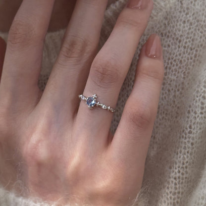 E廠【XDQ8332R】S925純銀輕奢精緻爆閃海藍鋯石戒指女小眾設計百搭開口指環
 26.03-3