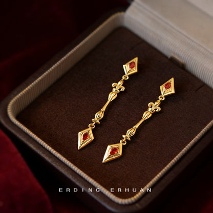 A廠【7385】原創鳶尾花時尚高級感長款流蘇微鑲鋯石氣質輕奢風新款耳環女
 26.01-4