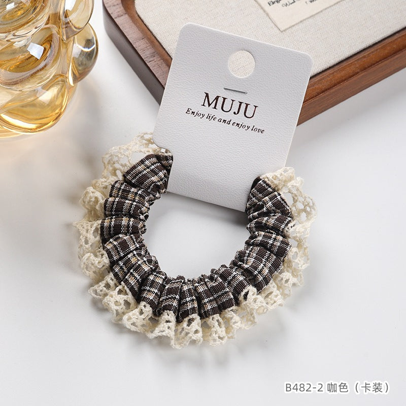 D廠【B482】卡片裝髮飾高級感小香風頭繩氣質蕾絲蕾絲花邊小腸圈皮筋髮圈高馬尾髮繩
 25.10-5「D廠-單筆結帳需滿，NT$600出貨(不含運費)」