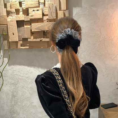 C廠【G71】韓國高級金絲絨秋冬大腸髮圈女2025新款氣質百搭網紗波點髮繩頭花
 25.12-4「C廠-單筆結帳需滿，NT$500出貨(不含運費)」