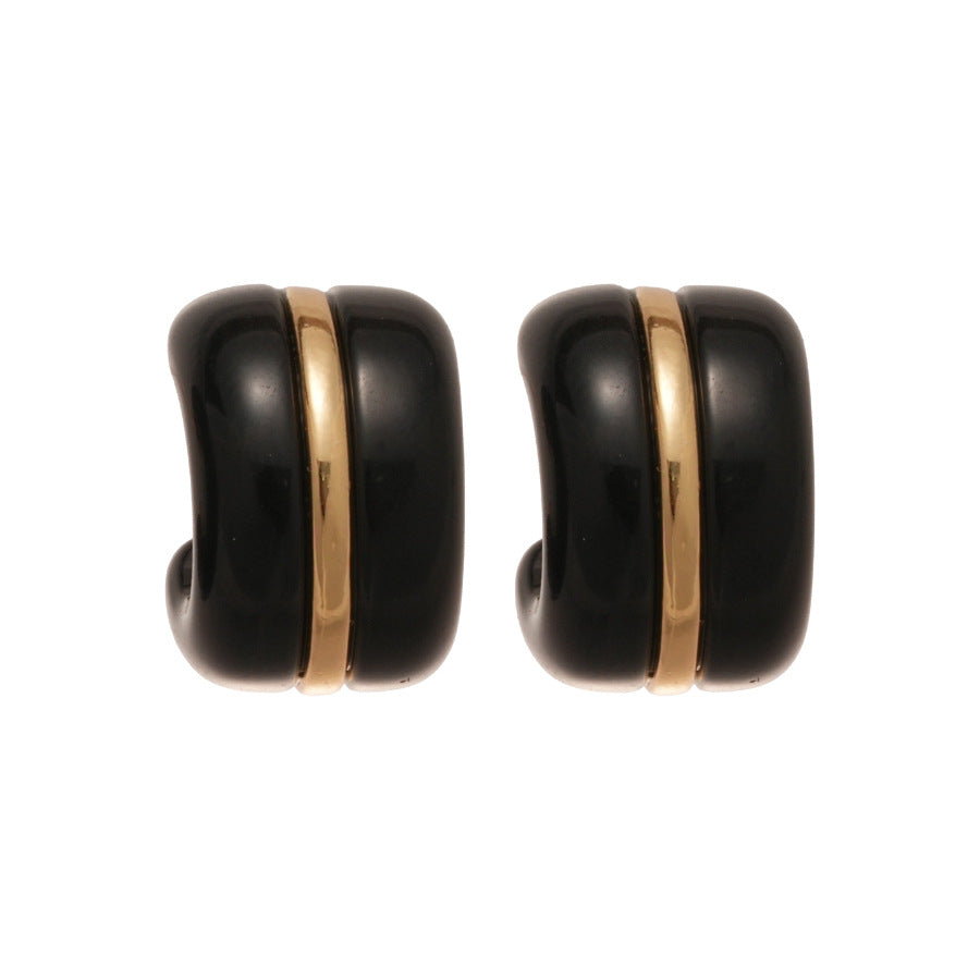 A廠【HE29198】925銀針樹脂圓形耳環休閒時尚日常通勤百搭耳環輕奢高級感小眾耳飾女
 25.11-1