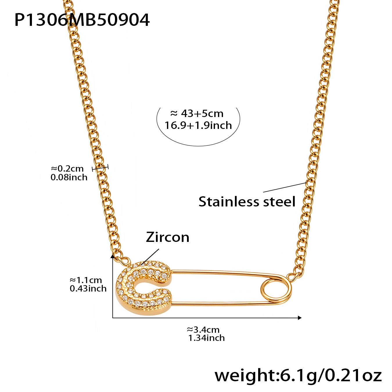 B廠【P1306】歐美飾品不鏽鋼迴紋針帶鑽星星吊墜鎖骨項鍊小眾設計感頸鍊
 25.09-2