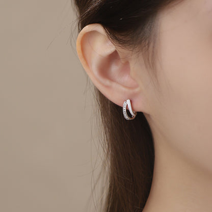 D廠【YC6014E】S999足銀簡約滴油鑲鑽耳環女設計感慵懶風法式2025爆款耳飾 25.03-4