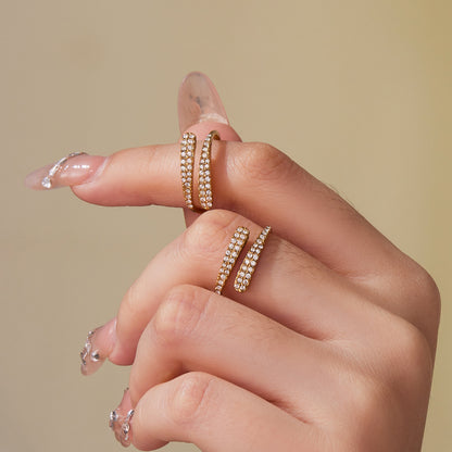 B廠【A560】超閃滿鋯不鏽鋼開口戒指組合鍍18k真金時尚輕奢尾戒不掉色
 25.10-1