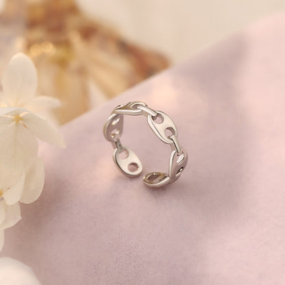 D廠【YC4916R】S999足銀豬鼻子戒指可愛輕奢高級感開口戒個性新款手飾品 25.01-1