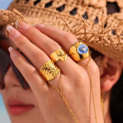 B廠【A742】歐美飾品凡高油畫愛心高拋光戒指不鏽鋼材質鍍18k真金保色 25.05-3