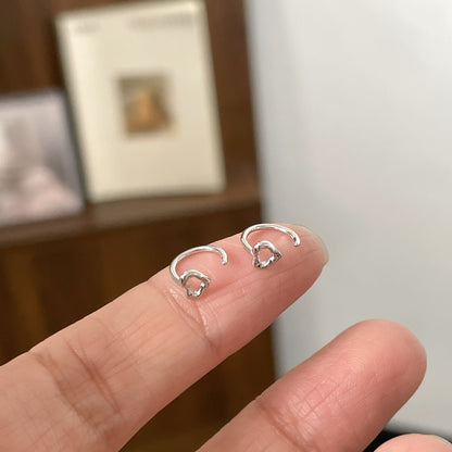 E廠【XDQ10123E】S999純銀韓版簡約愛心耳鉤女小眾設計心型鏤空耳環精緻耳飾潮
 26.03-2