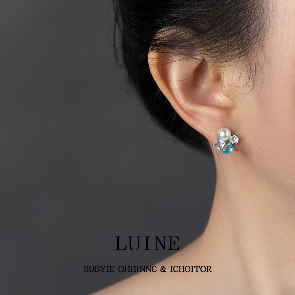 A廠【6430】原創清新甜美設計師立體幾何高級感簡約時尚百搭通勤鋯石耳環耳飾
 25.12-1