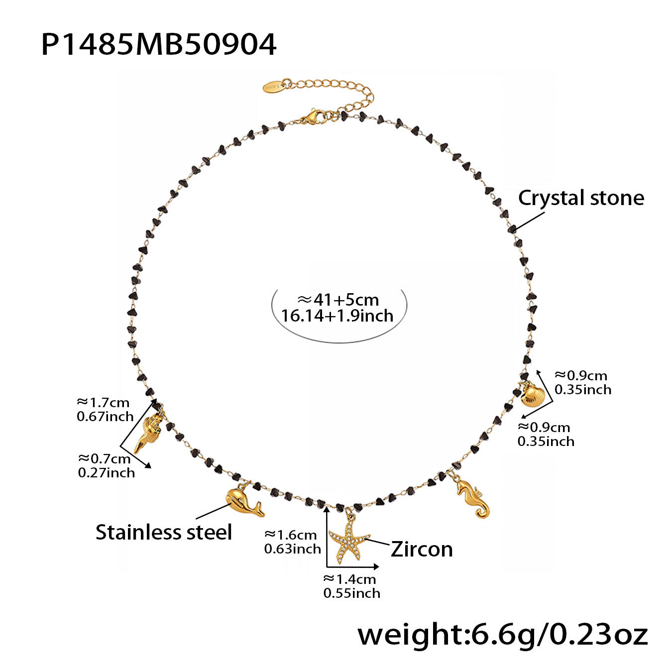 B廠【P1485】歐美飾品不鏽鋼海洋風海星滿鑽DIY吊墜天然水晶碎石項鍊女
 25.09-2