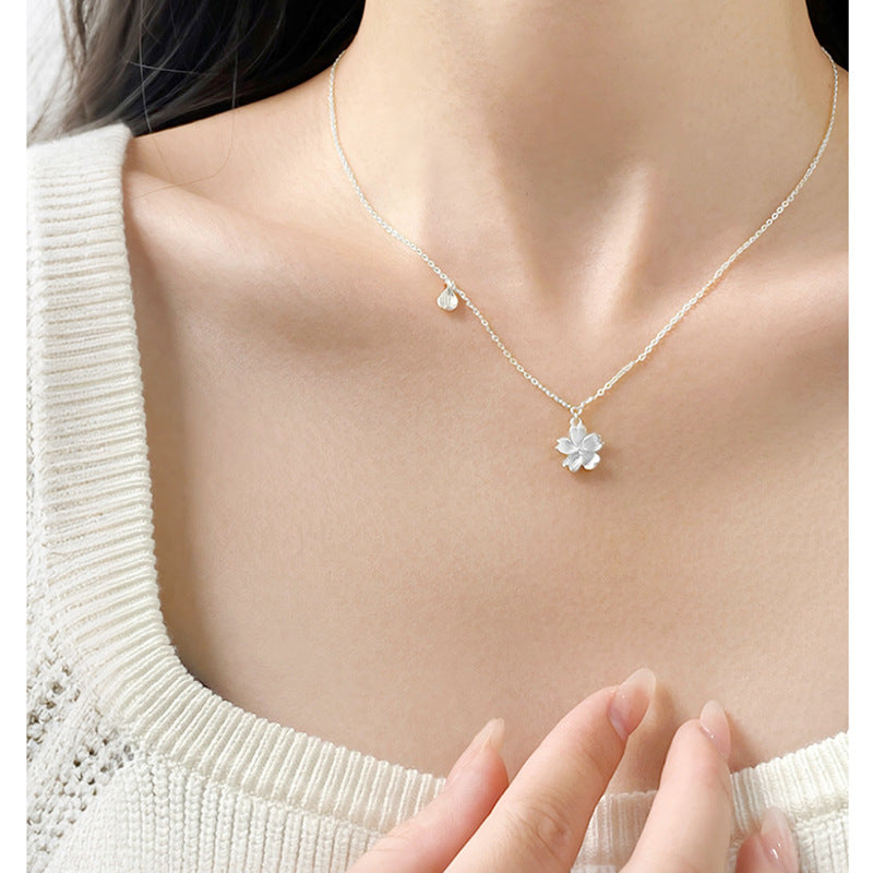 F廠【DQ0898N】S999純銀簡約時尚櫻花項鍊女輕奢高級感花朵ins風百搭鎖骨鏈
 25.10-4