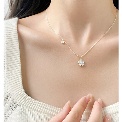 E廠【DQ0898N】S999純銀簡約時尚櫻花項鍊女輕奢高級感花朵ins風百搭鎖骨鏈
 25.10-4