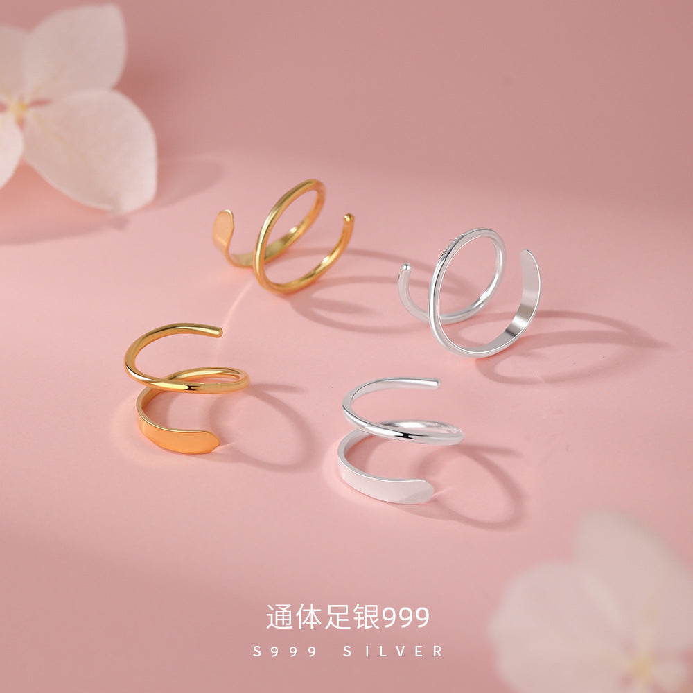 D廠【YC3418E】足銀S999輕奢波浪螺旋耳環女簡約個性時尚小眾設計高級感耳飾
 26.04-1