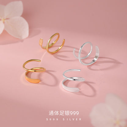D廠【YC3418E】足銀S999輕奢波浪螺旋耳環女簡約個性時尚小眾設計高級感耳飾
 26.04-1
