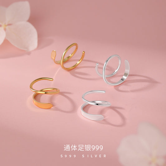 D廠【YC3418E】足銀S999輕奢波浪螺旋耳環女簡約個性時尚小眾設計高級感耳飾
 26.04-1