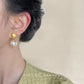 C廠【4279】真棉花珍珠時尚通勤高級感輕奢風拉絲質感2024年新款耳環耳環 24.09-4
