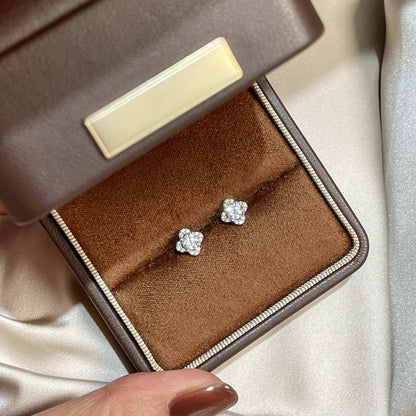 E廠【XDQ10197E】S925純銀簡約氣質四葉草耳環女復古高級感紫色花朵小眾耳飾品
 25.11-4