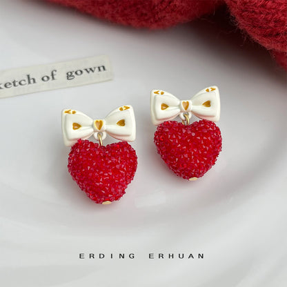 A廠【7377】清新甜美蝴蝶結愛心滿鑽很閃很亮可愛風新款耳環耳環飾品
 26.01-4