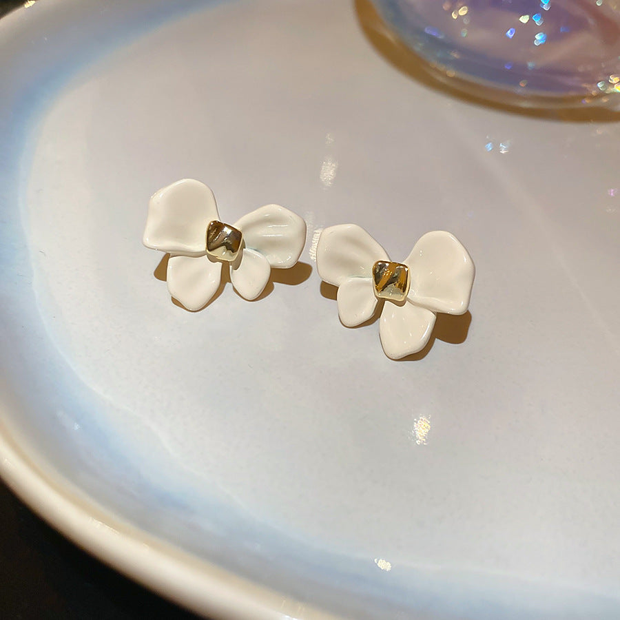 A廠【HE26450】925銀針滴油花朵耳環韓系甜美小清新氣質耳環時尚百搭耳飾設計感小眾 25.05-3