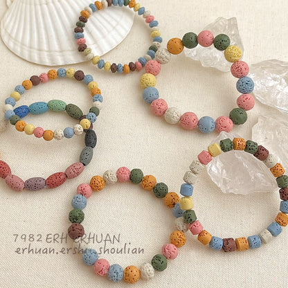 A廠【5612】真的火山石手鍊！春夏新款設計感彩色甜美時尚手飾飾品貨源女 25.02-4