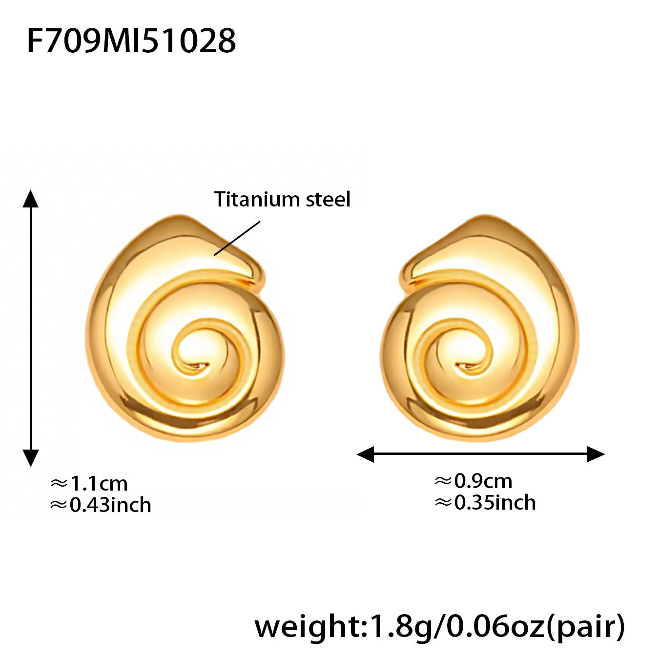 B廠【F709】跨境小眾設計小海螺絲不鏽鋼鍍18k真金可愛趣味耳飾
 25.11-1