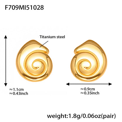 B廠【F709】跨境小眾設計小海螺絲不鏽鋼鍍18k真金可愛趣味耳飾
 25.11-1