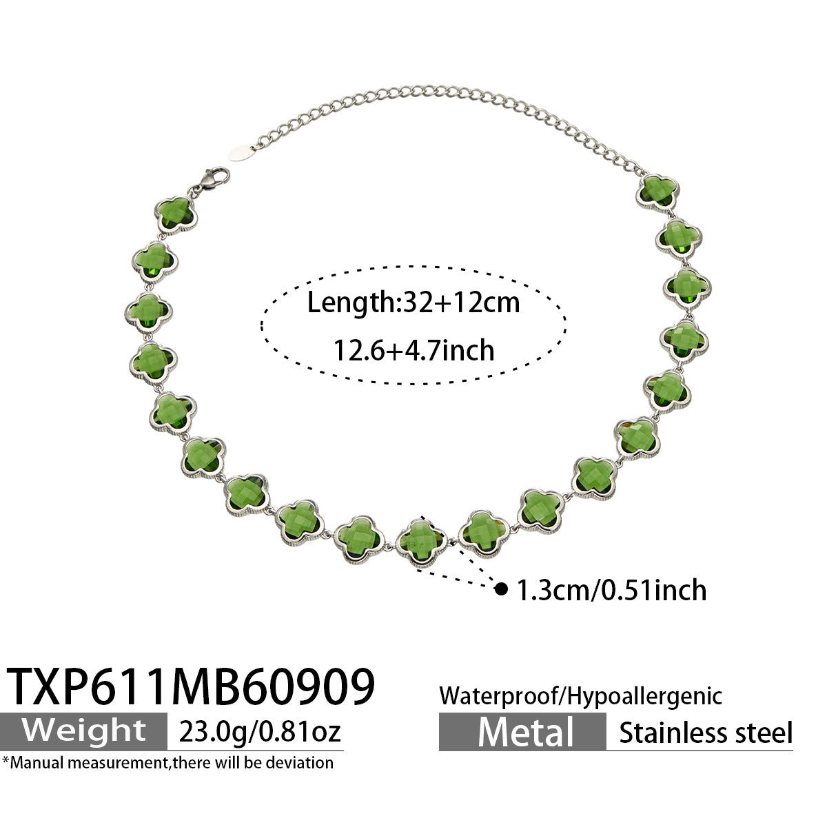 B廠【TXP611】謎麗港風顯貴四葉花不鏽鋼鍍金紅玻璃簡約小眾項鍊手鍊耳飾飾品女
 26.09-3