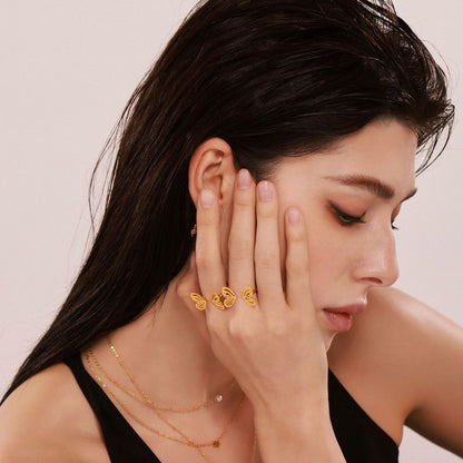 B廠【A221】跨國時尚幾何蝴蝶開口戒指女小眾設計指環電鍍18k金不掉色 25.03-1