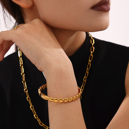 B廠【Z387】歐美ins網紅愛心手鐲18K鍍真金不鏽鋼手鐲手飾輕盈感 25.01-2