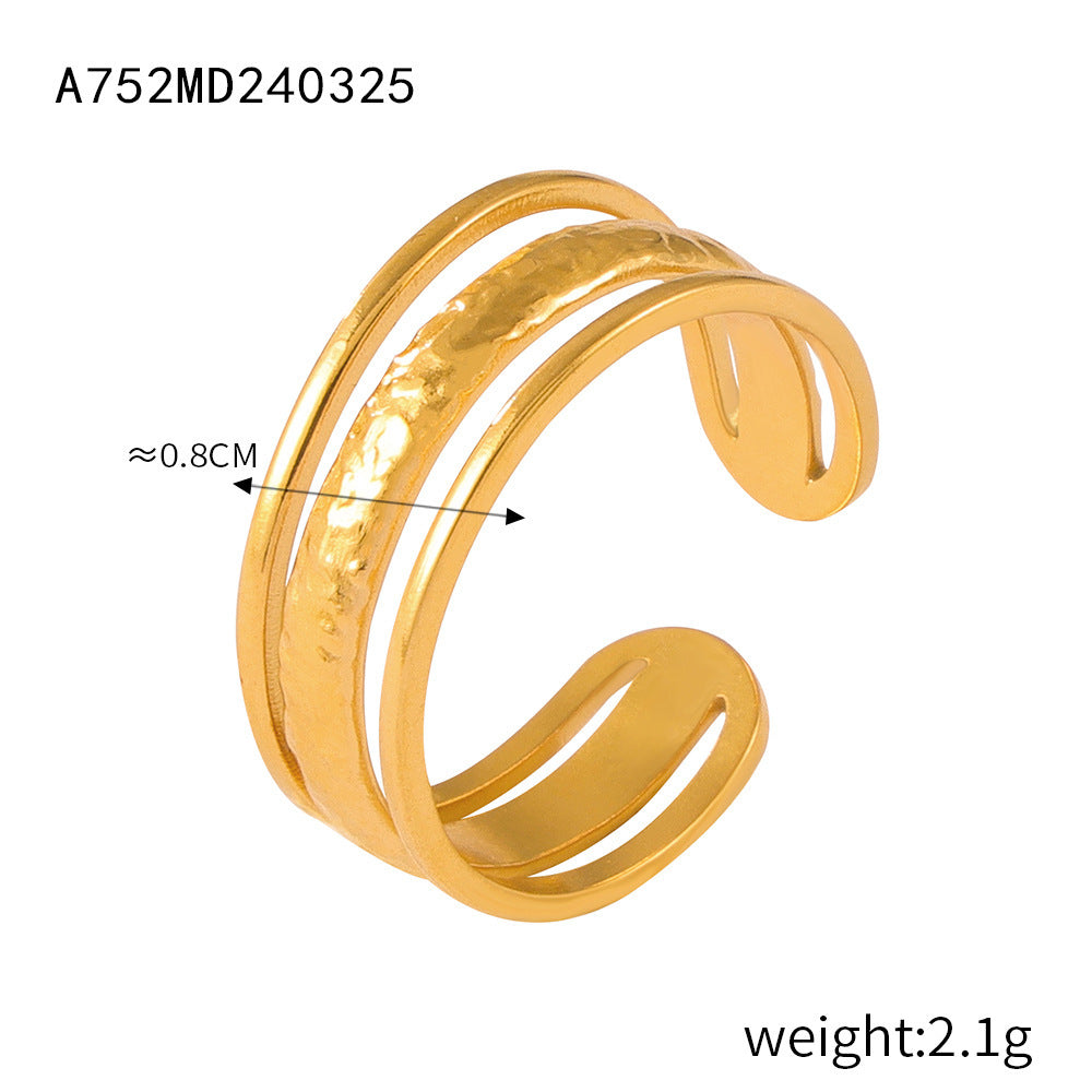 B廠【A750-58】ring歐美不規則紋理質感幾何戒指凹凸創意設計氣質簡約女指環飾品 24.04-1