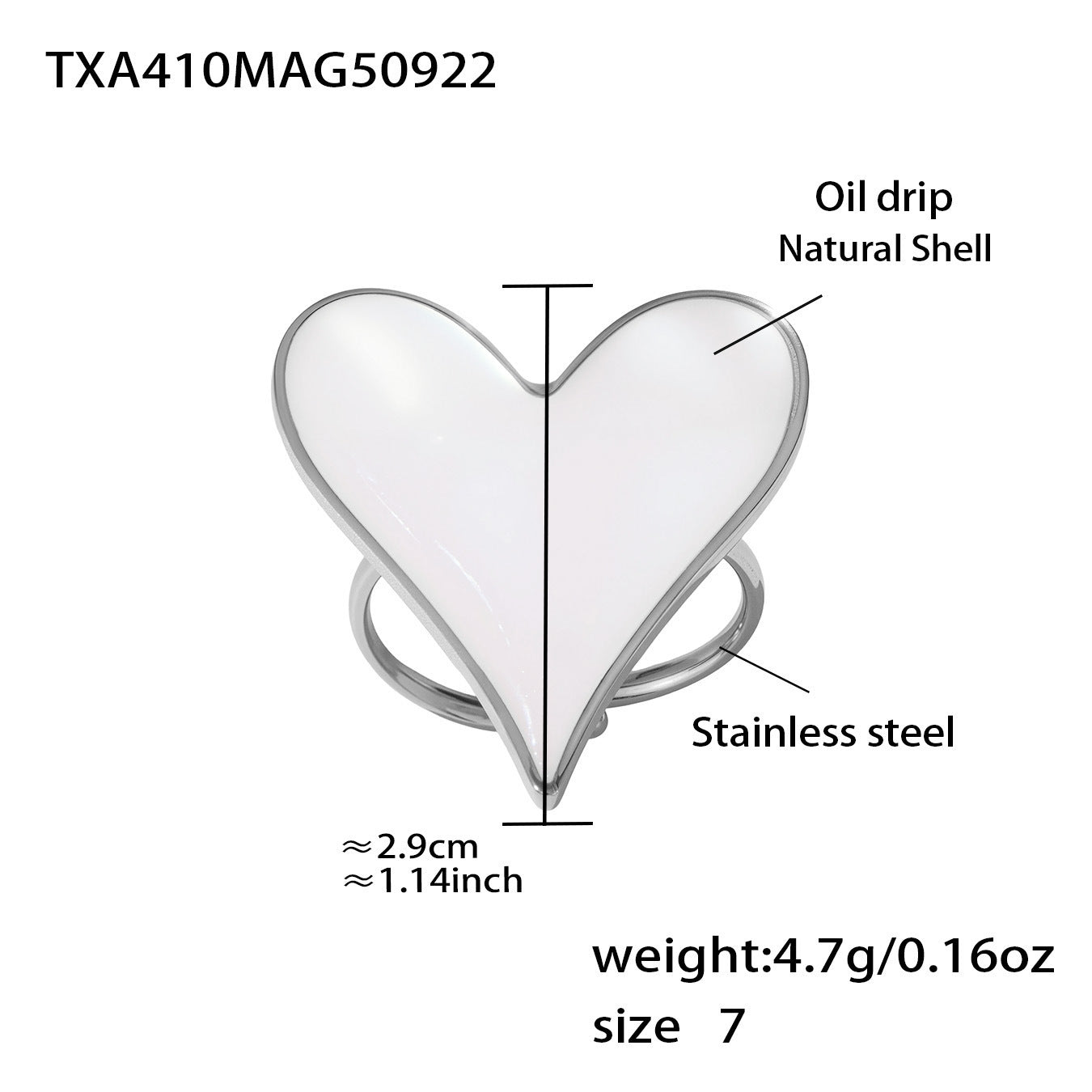 B廠【TXF410】天然貝殼滴油大小愛心耳環戒指不鏽鋼材質跨境熱銷時尚飾品
 25.10-1