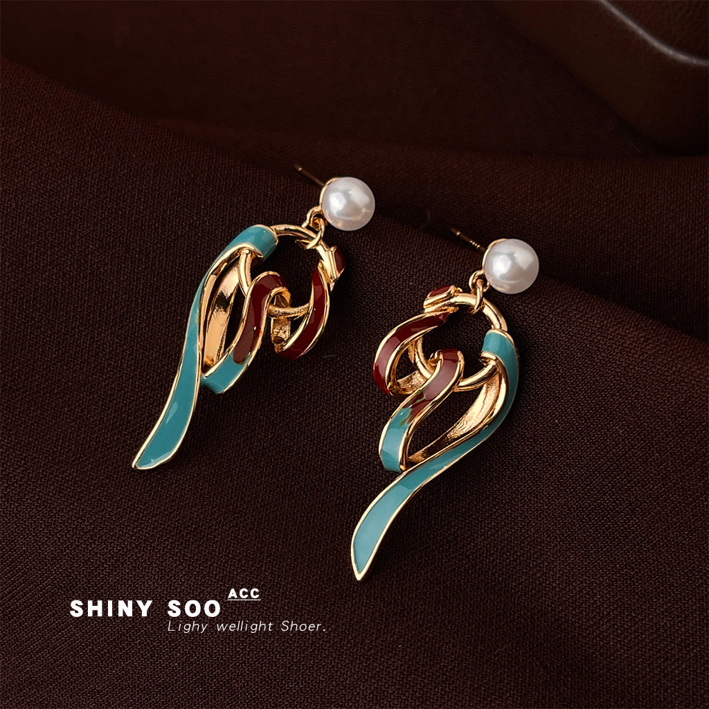 A廠【7386】敦煌繫飄帶原創小眾設計時尚國潮高級感琺瑯彩繪手工滴釉耳飾耳環
 26.01-4