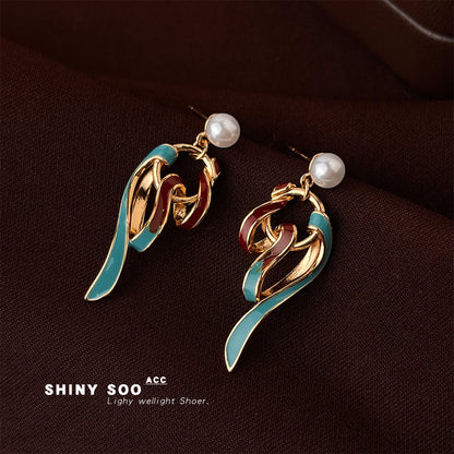 A廠【7386】敦煌繫飄帶原創小眾設計時尚國潮高級感琺瑯彩繪手工滴釉耳飾耳環
 26.01-4