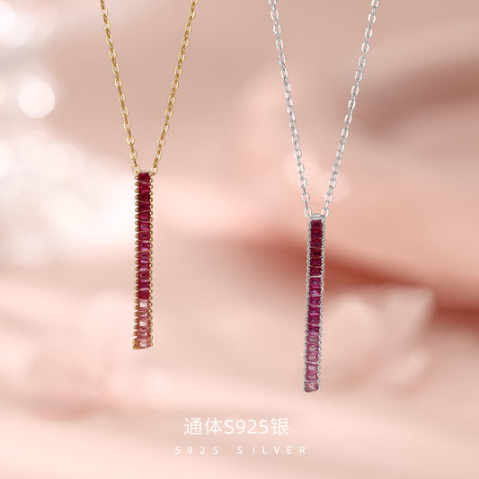 D廠【HE_60010N】純銀S925漸變粉鋯項鍊鎖骨鍊
 26.10-1