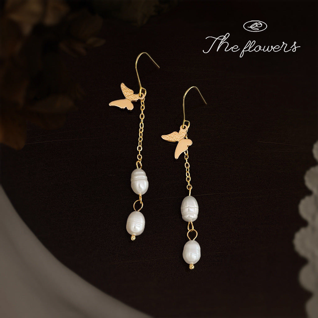 C廠【6501】天然淡水珍珠長蝴蝶流蘇耳環時尚輕奢風手工設計師耳飾飾品
 25.11-1