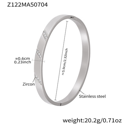 B廠【Z122】ins小眾設計感不鏽鋼幾何素圈鑲鋯石手鐲跨國時尚手環組合 25.07-2