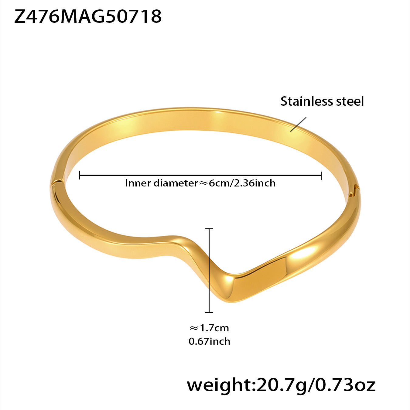 B廠【Z473】不鏽鋼幾何扭結卡扣手鐲鍍18k真金雙環百搭Z字造型個性手鐲 25.07-4