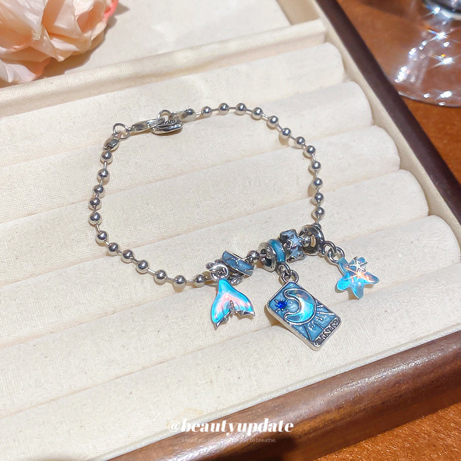 A廠【HB4572】滴油樹脂魚尾星星方形月亮吊墜手鍊海邊度假風手環輕奢高級感手飾
 25.09-3