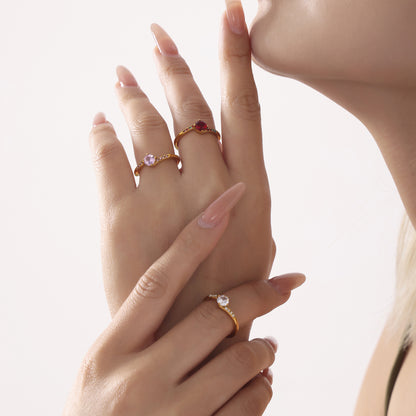 B廠【A977】簡約個性砝碼彩釉愛心設計感飾品小眾輕奢鈦鋼鍍金寬麵戒指 25.02-3