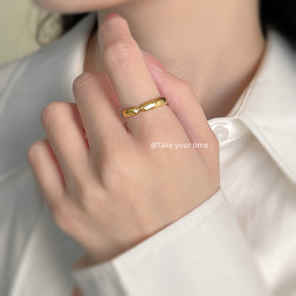 A廠【5880】時尚高級感開口可調電鍍18K真金保色戒指簡約光面通勤手飾 25.05-4