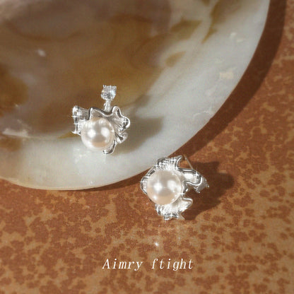 A廠【7202】小眾裙邊裙擺925銀針鋯石花朵新款個性清新甜美耳飾耳環 飾品
 25.12-1