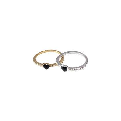 A廠【918】法式高級感~微鑲鋯石鍍14K均碼戒指 ins簡約滴油愛心食指戒 尾戒 25.06-4