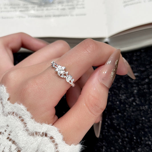 E廠【XDQ8840R】S999純銀輕奢小眾百合花戒指女森系田園風花朵精緻百搭食指戒
 26.04-1