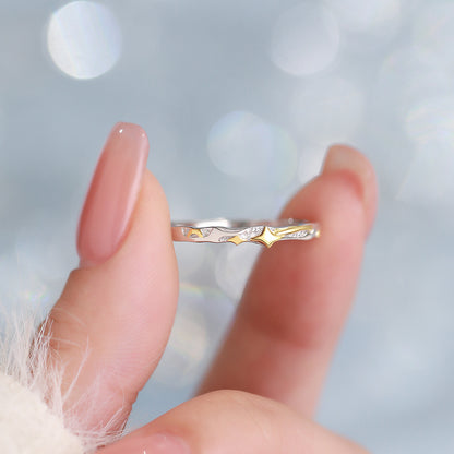 D廠【YC4855R】足銀S999星月情侶對戒小眾自然氣質新款百搭送女友禮物手飾 26.01-4